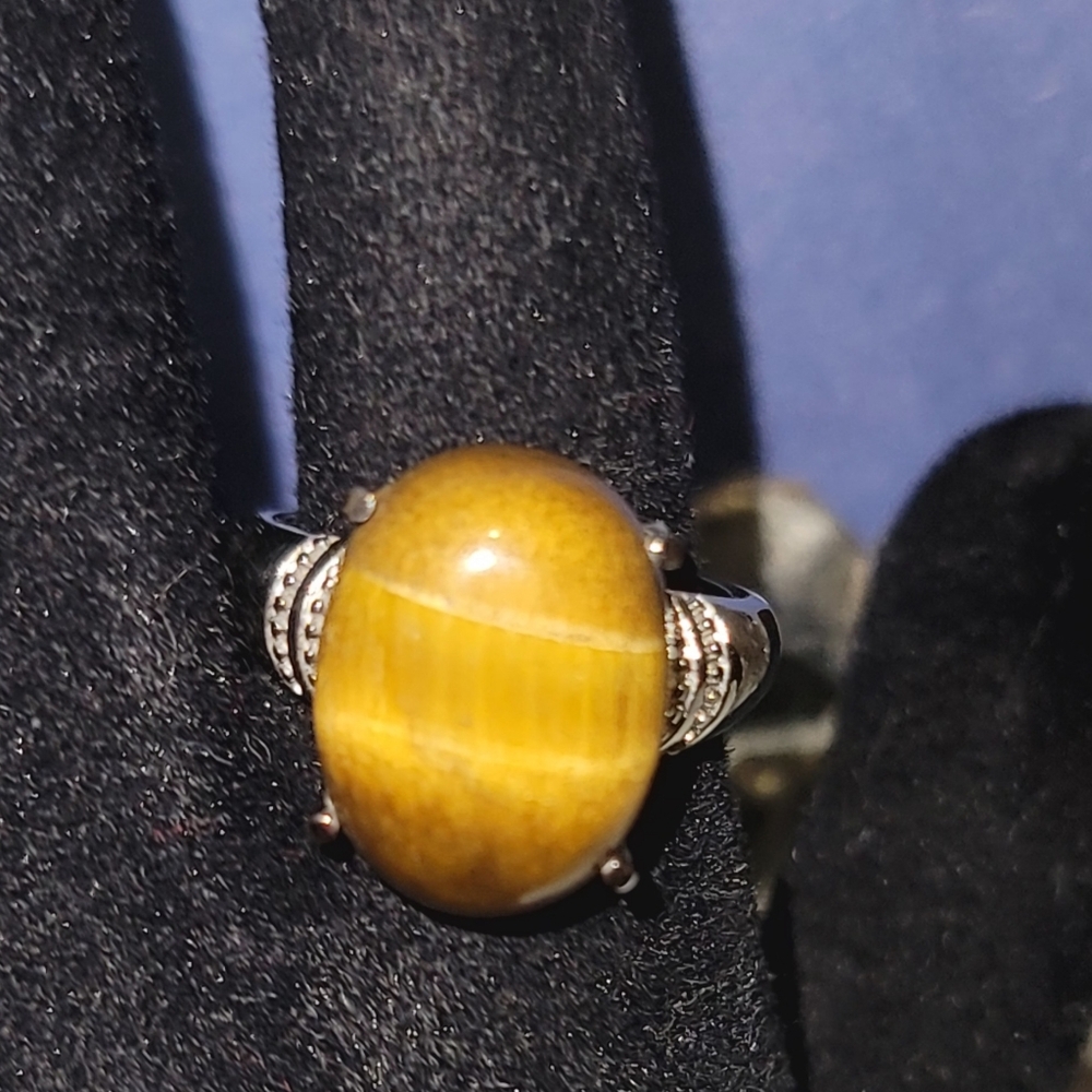Tiger's Eye Solitaire Ring